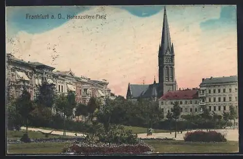 AK Frankfurt a. O., Hohenzollern-Platz mit Kirche