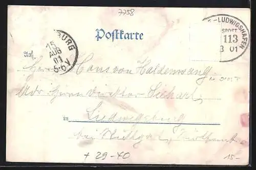 Goldfenster-AK Meersburg a. Bodensee, Uferpartie mit Kirche und Dampfer