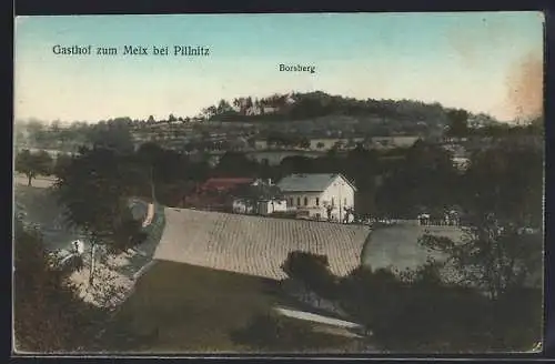 AK Dresden-Pillnitz, Gasthof zum Meix mit Borsberg