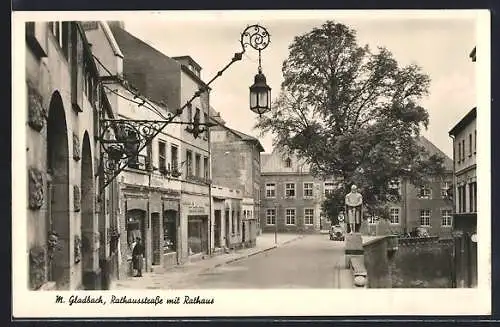 AK Mönchengladbach, Rathausstrasse mit Rathaus