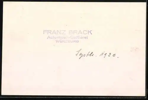 Fotografie Franz Brack, Würzburg, Adler Auto der Automobil Sattlerei Franz Brack, 1930