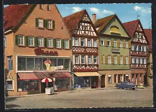 AK Konstanz, Braun-Kaufhaus und Hofapotheke am Markt