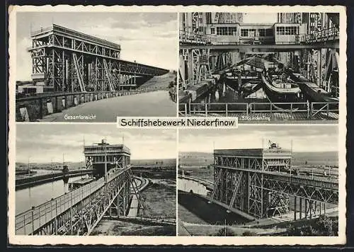 AK Niederfinow, Schiffshebewerk, Gesamtansicht, Blick in den Trog