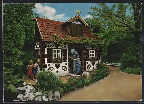 AK Niederheimbach am Rhein, Märchenhain, Hänsel und Gretel am Hexenhaus