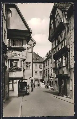 AK Ansbach /Bayern, Gasthaus Bratwurst-Glöckle und alte Fachwerkhäuser in der Uz-Strasse