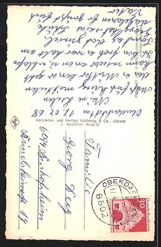 AK Ansbach /Bayern, Gasthaus Bratwurst-Glöckle und alte Fachwerkhäuser in der Uz-Strasse