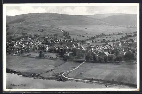 AK Mülheim / Mosel, Totalansicht von einen Berg aus