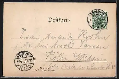 Künstler-AK Berlin, Victoria Park und Anhalter Bahnhof
