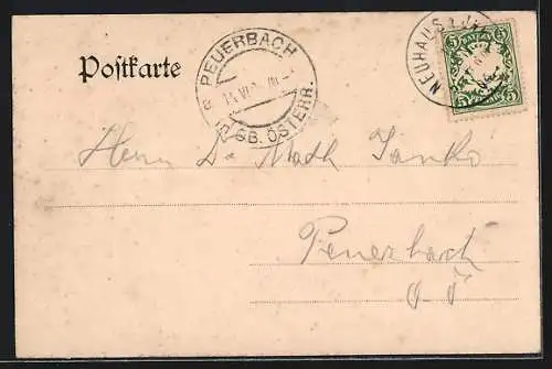 AK Neuhaus / Inn, Gebäude am Inn, Ruderboote