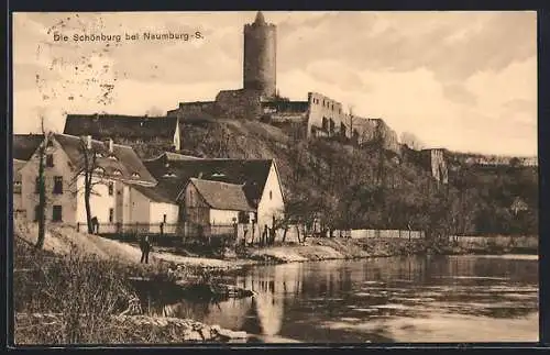 AK Naumburg / Saale, Flusspartie mit der Schönburg