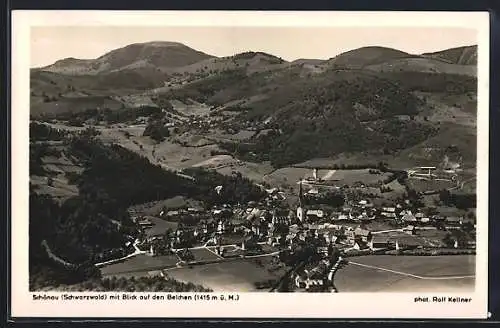 AK Schönau / Schwarzwald, Ansicht von oben mit Blick auf den Belchen