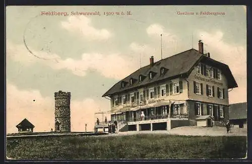 AK Feldberg / Schwarzwald, Gasthaus z.Feldbergturm mit Besuchern