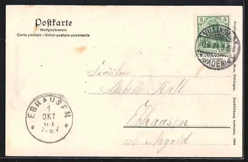 AK Villingen / Baden, Ortsansicht mit Bahnübergang