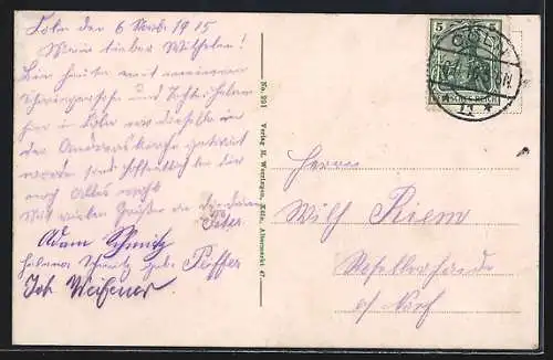 AK Köln a. Rh., Rheinpanorama mit Dampfern, Wappen