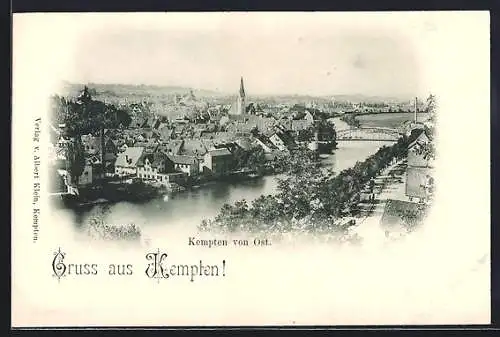 AK Kempten / Allgäu, Teilansicht mit Brücke von Ost