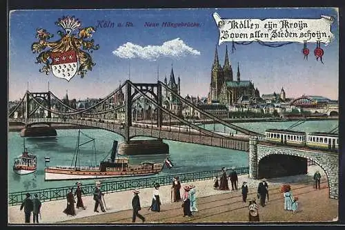 AK Köln, an der neuen Hängebrücke, das Wappen
