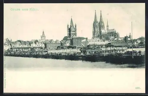AK Köln, Teilansicht mit Kirche