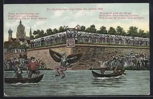 Künstler-AK Ulm / Donau, Schneider von Ulm im Jahre 1811, Szenenbild, Verse