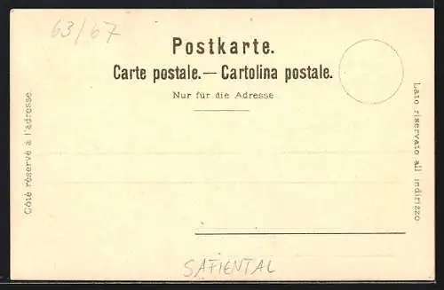 Künstler-AK Safiental, Arezen, Postablage