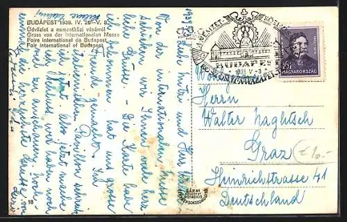 AK Budapest, Internationale Messe 28.04.-08.05.1939, Messepavillons