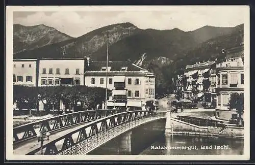 AK Bad Ischl /Salzkammergut, Partie auf der Flussbrücke