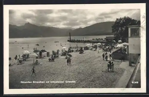 AK Gmunden, Strandbad mit schlafender Griechin