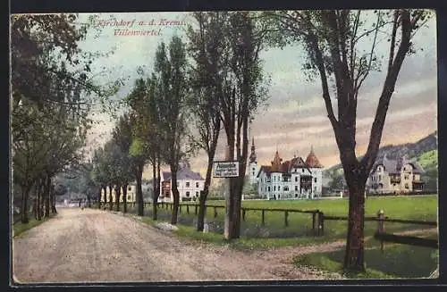 AK Kirchdorf a. d. Krems, Villenviertel mit Hinweisschild für Automobile