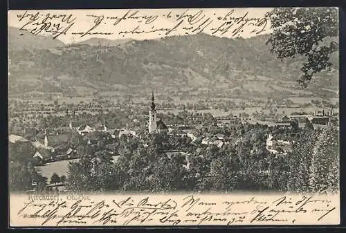 AK Kirchdorf /Ob.-Öst., Totalansicht gegen die Berge