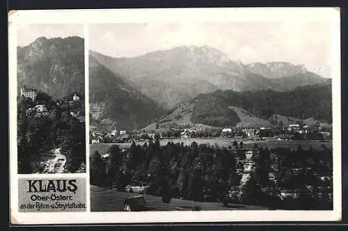 AK Klaus /Ober-Österr., Totalansicht gegen die Berge