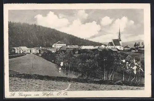 AK St. Georgen am Walde, Ortsansicht vom Feld aus