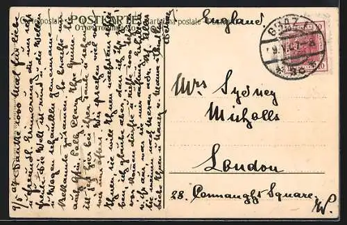 Künstler-AK Postkutsche fährt über eine Landstrasse