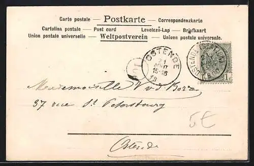 Lithographie Beleibter Junge springt kopfüber in die Fluten