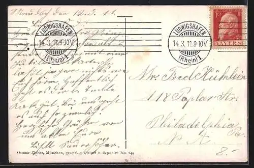 AK Portrait Prinzregent Luitpold, bayerische Briefmarken, Krone