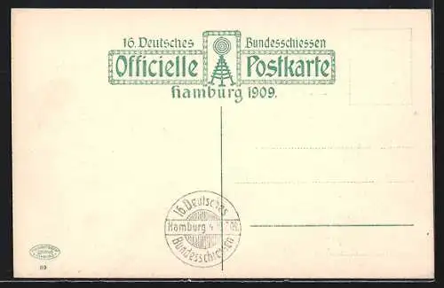 AK Hamburg, 16. Deutsches Bundesschiessen 1909, Hauptportal, Architekt Baumeister Göbel