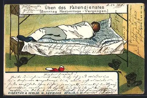 AK Mann schläft im Etagenbett (Sonntag Nachmittags-Vergnügen), Scherz
