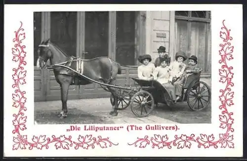 AK Die Liliputaner mit Pferdegespann, The Gullivers