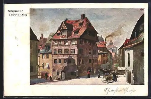 Künstler-AK Heinrich Kley: Nürnberg, Dürerhaus, Fuhrwerk