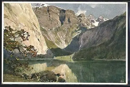 Künstler-AK Edward Harrison Compton: Obersee, Sicht über den See mit Gebirge