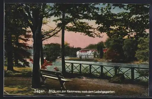 AK Sagan, Blick von der Kammerau nach dem Ludwigsgarten