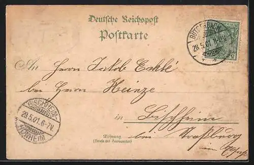 Lithographie Elsenborn, Truppenübungsplatz, Offiziers-Casino, Inneres der Wellblech-Baracken, Trouschbaum