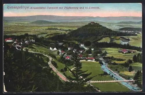 AK Krummhübel-Tannicht /Riesengebirge, Panorama mit Pfaffenberg und kleinem Lomnitz