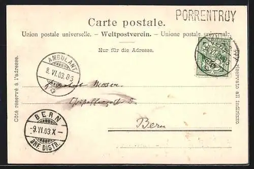 AK St-Ursanne, Teilansicht mit Flusspartie