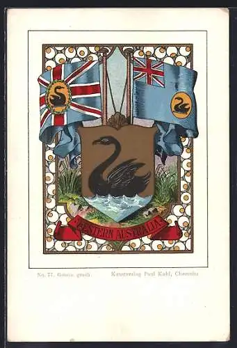 Lithographie Western Australia, Wappen und Fahnen