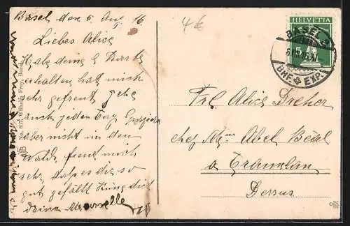 AK Basel, Blick von der Peterskirche auf die Stadt