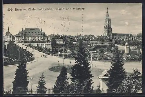 AK Bern, Kirchenfeldbrücke, Kasino und Münster