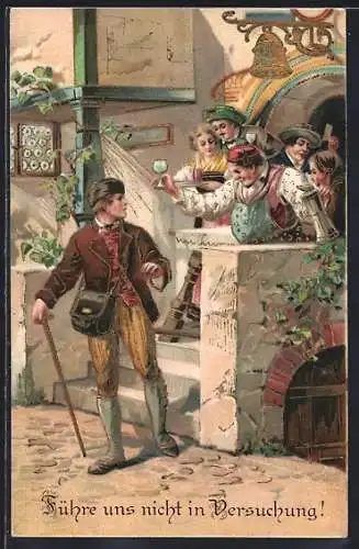 Lithographie Lead us not into Temptation!, Vaterunser, Versuchung