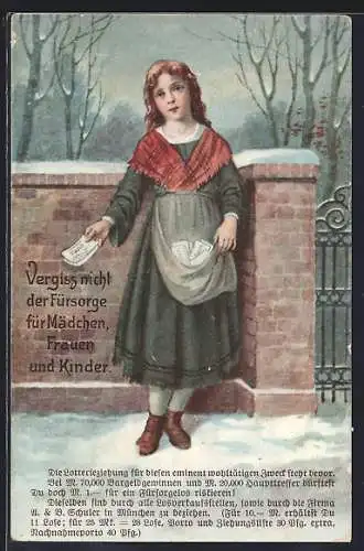 AK Wohltätigkeits-Lotterie, Frauen, Mädchen - & Kinderfürsorge, Mädchen verkauft Lotterielose