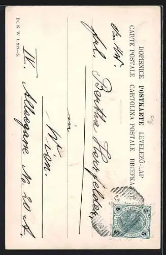 AK Wiener Typ, Dienstmann mit Blumen