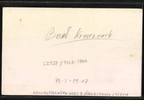 Fotografie Ph. Does & Söhne, Ansicht Bad Kreuznach, Zeppelin LZ 127 über der Stadt