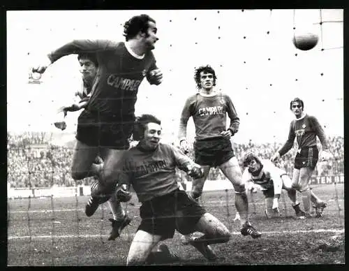 Fotografie Fussball-Bundesliga, Rot Weiss Essen vs. Hamburger SV 0:0, Lorant, Winkler, Kargus, Björnmose, Fürhoff 1974